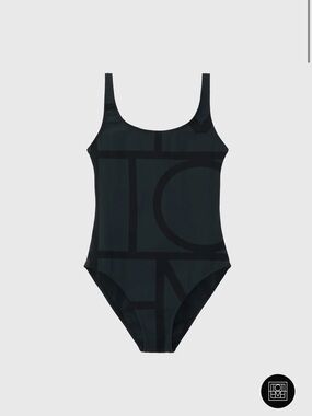 Toteme Monogram One-Piece Swimsuit Black Sz M